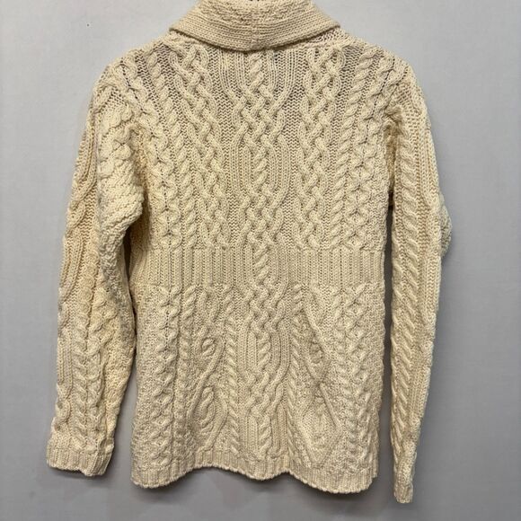 Aran Sweater Market Women Knit Fisherman Cardigan XS X-Small Merino Wool C024 -9 - Picture 13 of 15